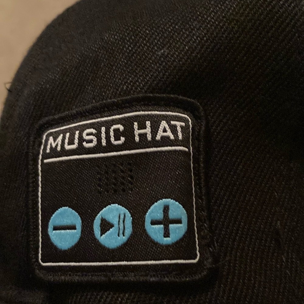 Black Music Hat with Blue Controls